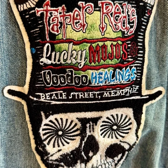 Tater Red’s Lucky Mojos embroidered; vintage custom Jean jacket size medium - Picture 6 of 6